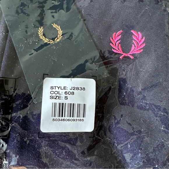 New FRED PERRY Made In Japan Stand Collar Neck Track Jacket S Navy Pink Laurel - Picture 16 of 16